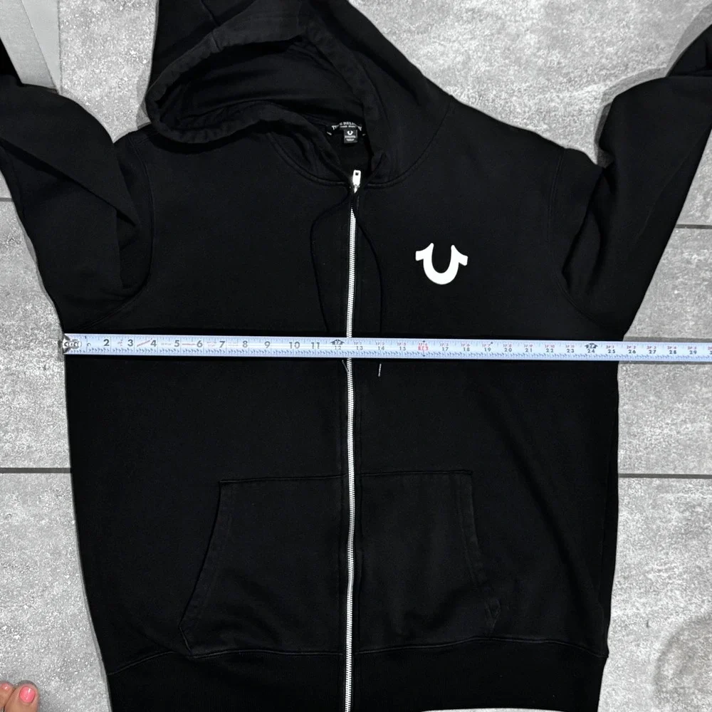 True Religion Zip Hoodie Mens XXXL Black Buddha Graphic Horseshoe Logo $129